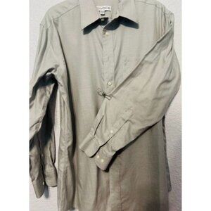 Joseph & Feiss Mens Long Sleeve Dress Shirt 16.5 32/33 Gray 100% Cotton Button-D